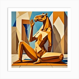 Camel Pose Cubism Style Art Print