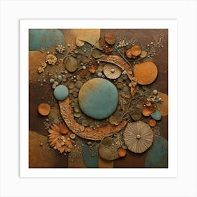 Terra Cotta, Floral Pattern, Abstract Piece With Organic Shapes And Earthy Colors art print Art Print