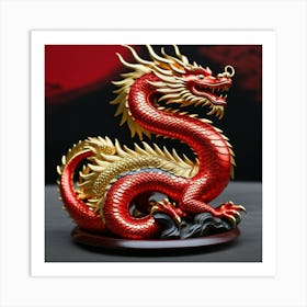 Dragon Asiatico Rojo Art Print