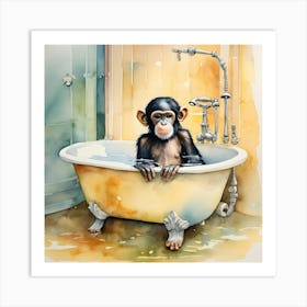 Bathing Chimp 1 Art Print