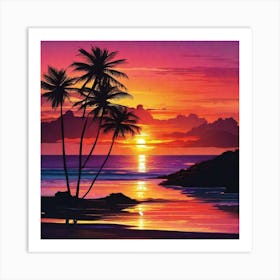 Sunset At The Beach 131 Art Print