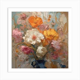 Flowers In A Blue Vase Art Print