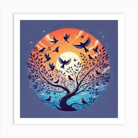 Birds In The Tree Art Print