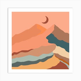 Moon And Mountains Art Print