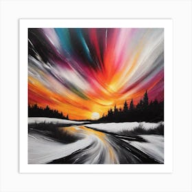 Sunset In The Snow 2 Art Print