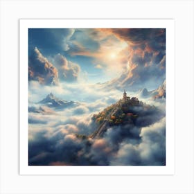 Fairytale Castle In The Clouds Art Print