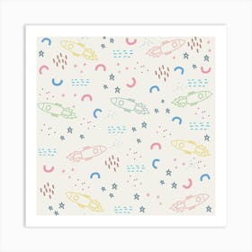 Spaceship Pattern Star Art Print