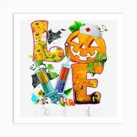 Love School Nurse Life Halloween Pumpkin Stethoscope Nursing Art Print