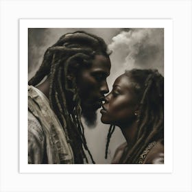 Afro-American Couple Kissing Art Print