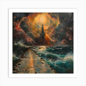 Shining Light From The Seaside, Impressionism And Surrealism Art Print