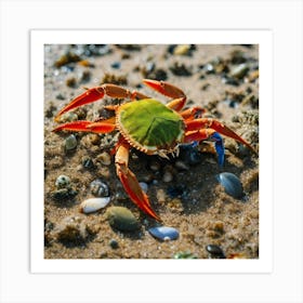 Red Crab On The Beach Art Print