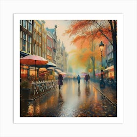 Amsterdam In The Rain 10 Art Print