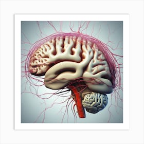 Human Brain With Blood Vessels 19 Art Print