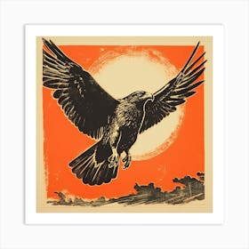 Retro Bird Lithograph Red Tailed Hawk 4 Art Print