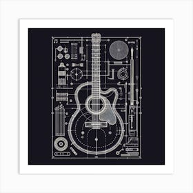 Blueprint Guitar 2 Art Print