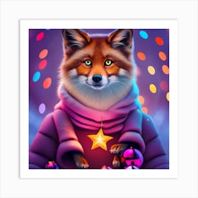 Christmas Fox Art Print