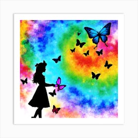 Girl With Butterflies 4 Art Print