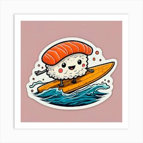 Sushi Surfboard Sticker 1 Art Print