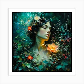 Cosmic Glowing Flower Brilliant Hues Characterart Klimt And Mucha Mysteriousrococo Victorian Art Print