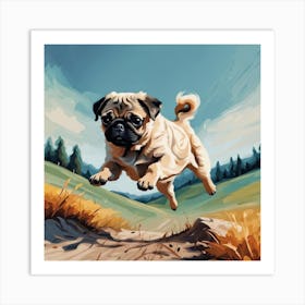 Pug Jumping Art Print