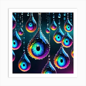 Rainbow Drops with Eyes Art Print