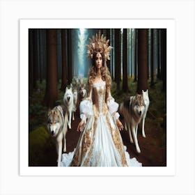 Wolf Woman In The Forest Art Print