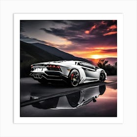 Sunset Lamborghini 9 Art Print