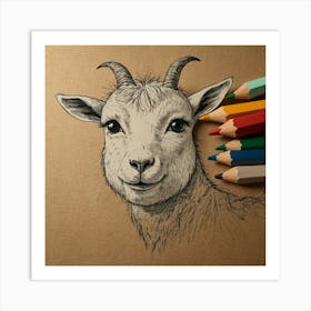 Goat Drawing 3 Art Print