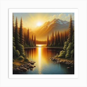 Sunset At The Lake 11 Art Print