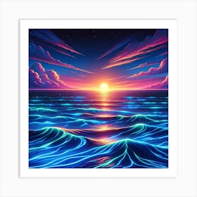 Sunset Over The Ocean Art Print