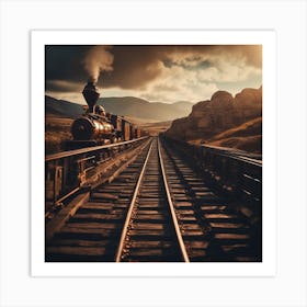 Steampunk railroads Art Print