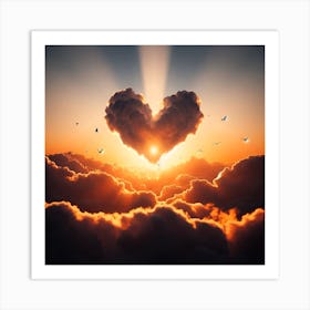 Heart Shaped Clouds In The Sky Art Print