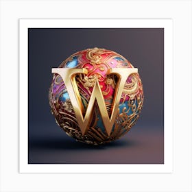 Gold Letter W Art Print