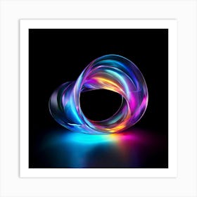 3d Light Colors Holographic Abstract Future Movement Shapes Dynamic Vibrant Flowing Lumi Art Print