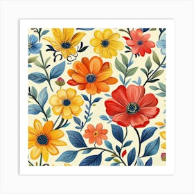 Watercolor Floral Pattern Art Print