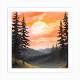 Sunset In The Mountains Art Print