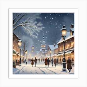 Christmas Street Scene Art Print