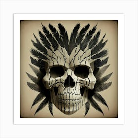 Skull With Feathers 2 Art Print