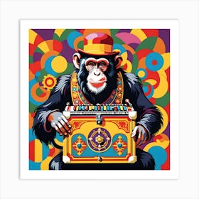 CIRCUS MONKEY ORGAN GRINDER Art Print