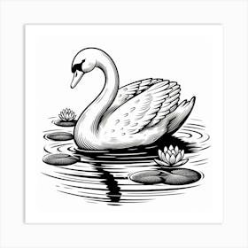 Line Art swan 1 Art Print