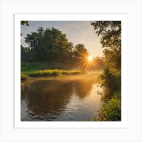 Sunrise Over A River Art Print