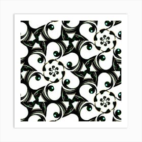 Black And Green Floral Pattern Poster