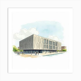 Watercolor Of The Welsh National Opera House In Cardiff, Featuring Its Modern Design And Cultural Importance Art Print