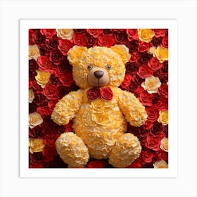 Teddy Bear With Roses 9 Art Print