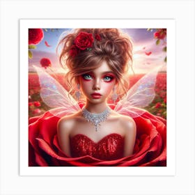 Red Rose Fairy Art Print