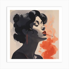 Woman Smoking A Cigarette Art Print