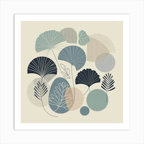 Scandinavian style, Tropical leaves of ginkgo biloba 2 Art Print