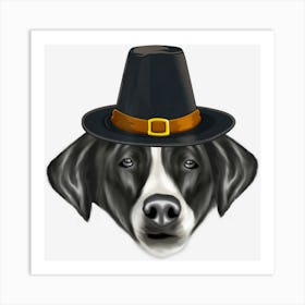 Pointer Wearing Pilgrim Hat Thanksgiving Art Print