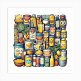 Food Cans Illustration Art Print