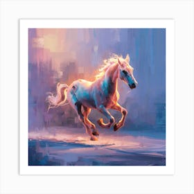 Horse Running In The City Art Print